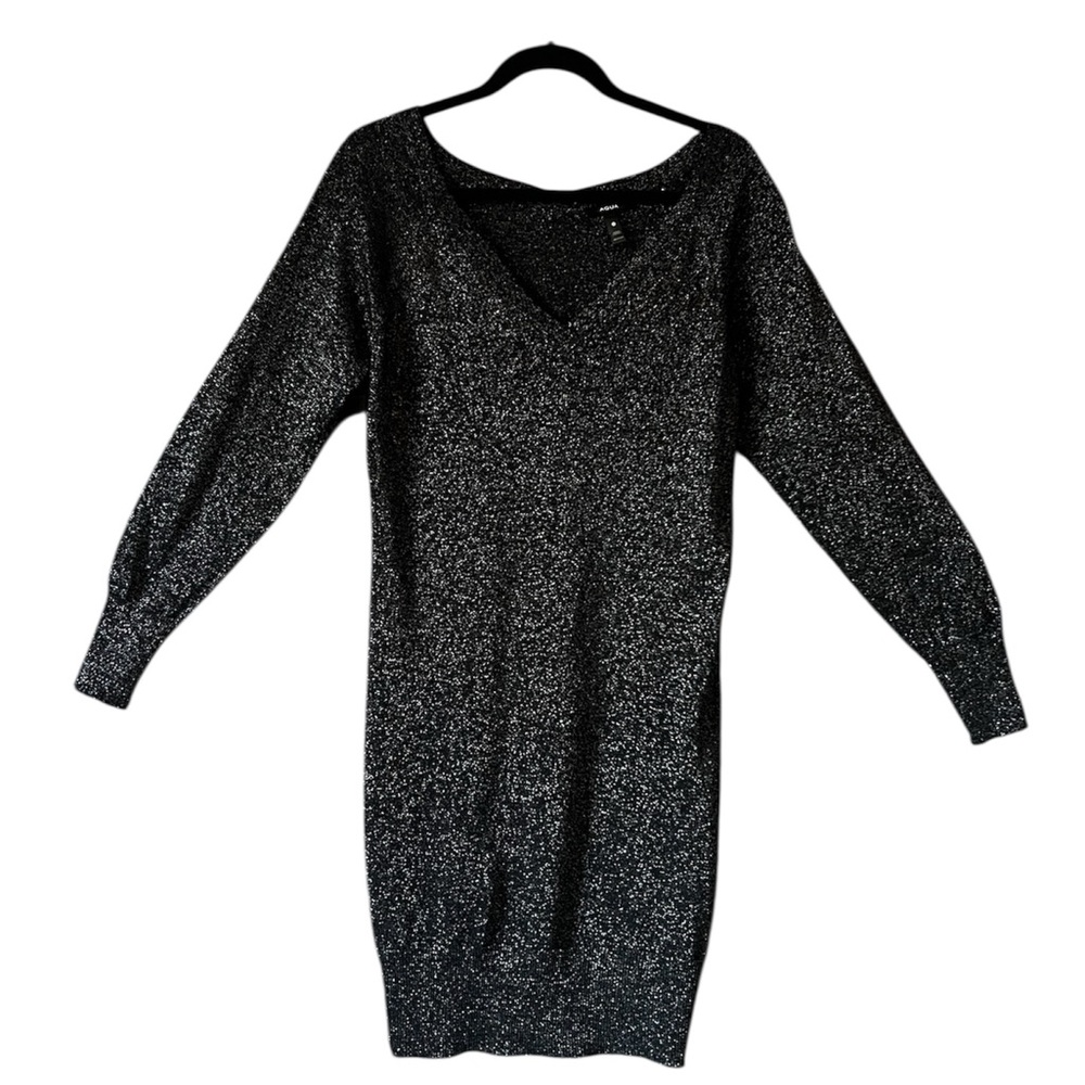 Aqua Metallic Sweater Dress – Size S NWT